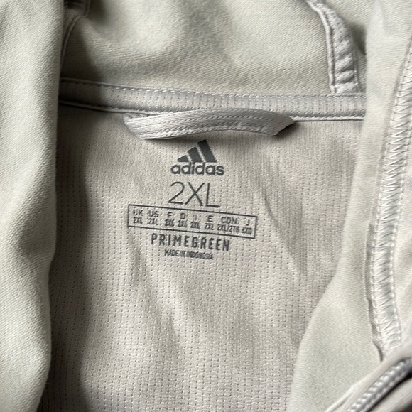 EUC Adidas Aeroready Gray/White Stripes Primegreen Zip Up Hoodie Jacket Size 2XL - Picture 4 of 10
